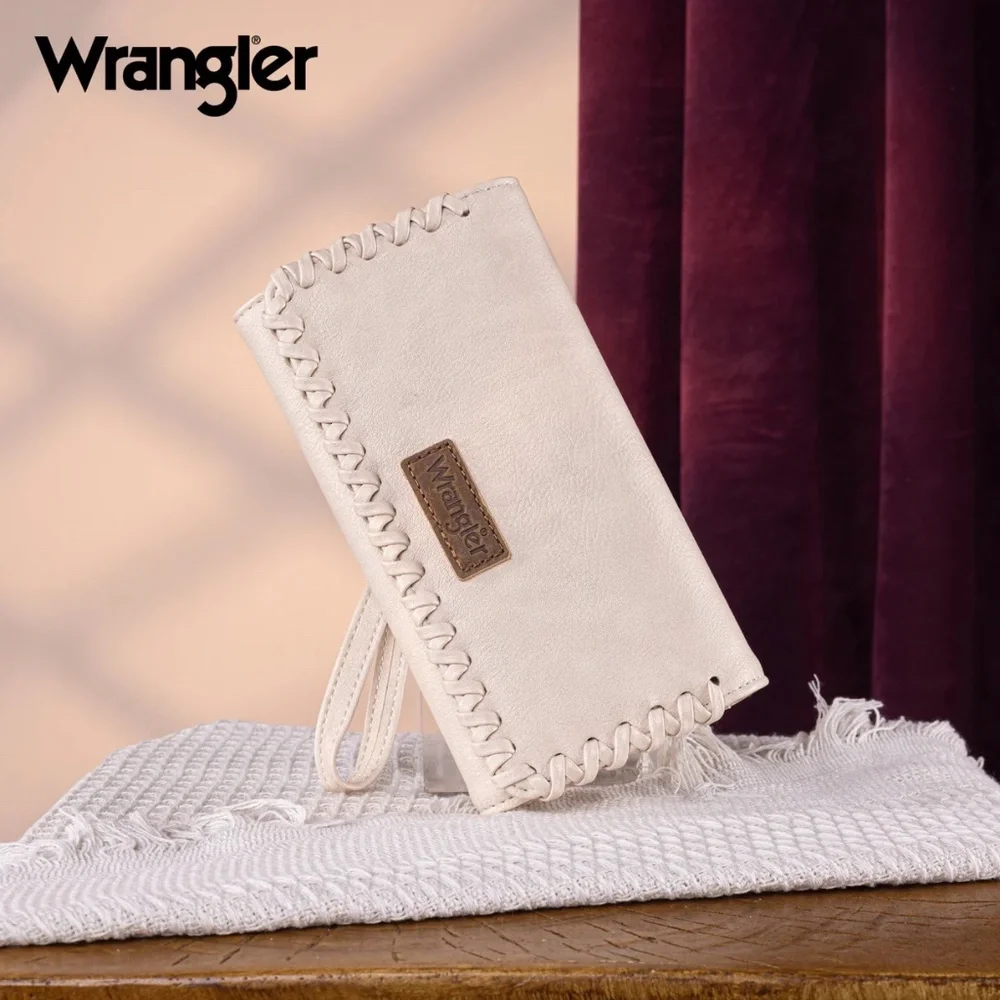 Wrangler Whipstitch Wristlet Wallet Tan
